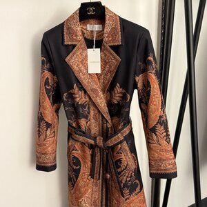 Zimmermann Vintage-Inspired Paisley Wrap Coat Dress | Belted Silhouette
